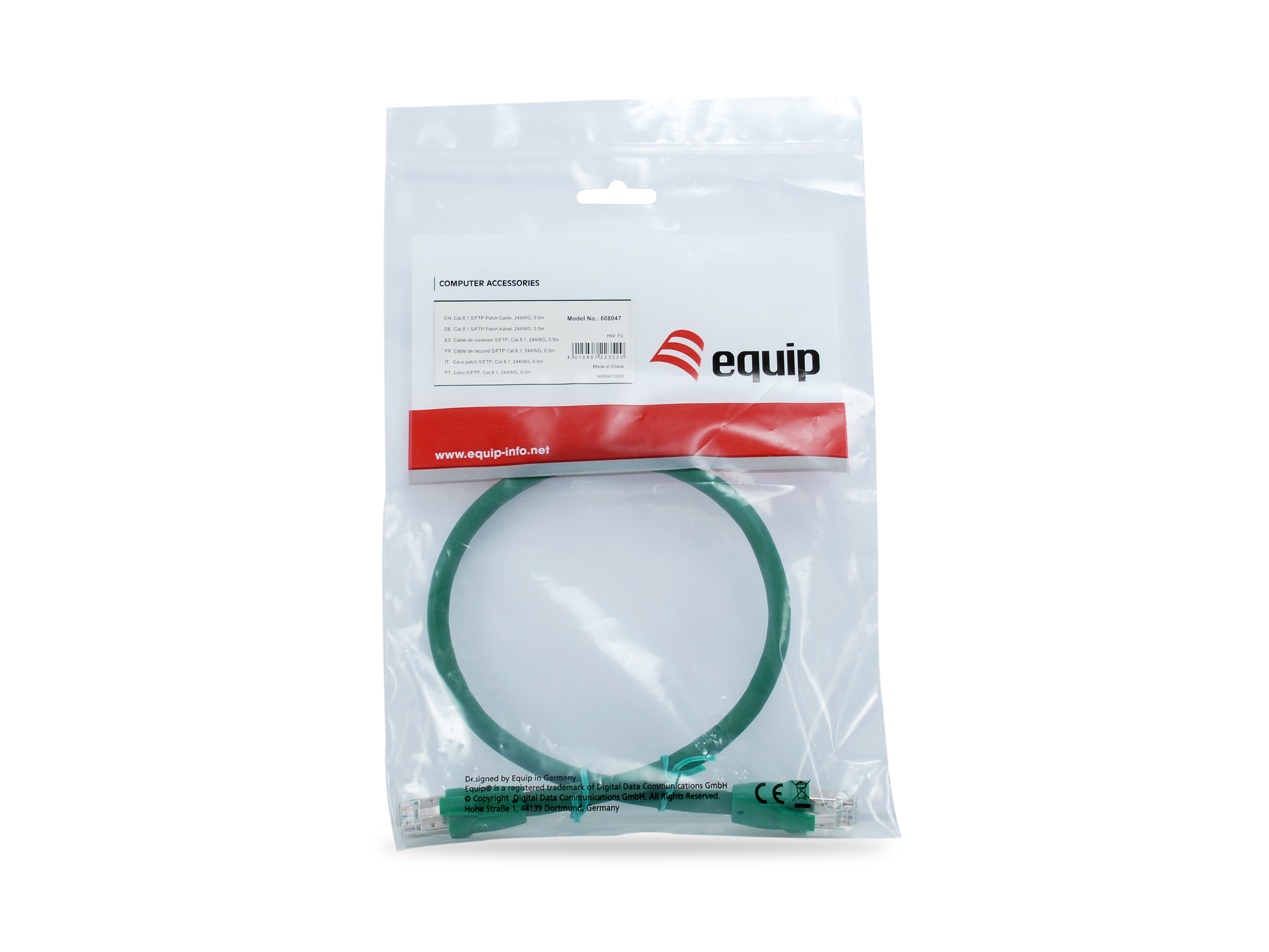 Equip Patchkabel Cat8.1 S/FTP 2xRJ45 0.50m grün LSZH Polybeutel