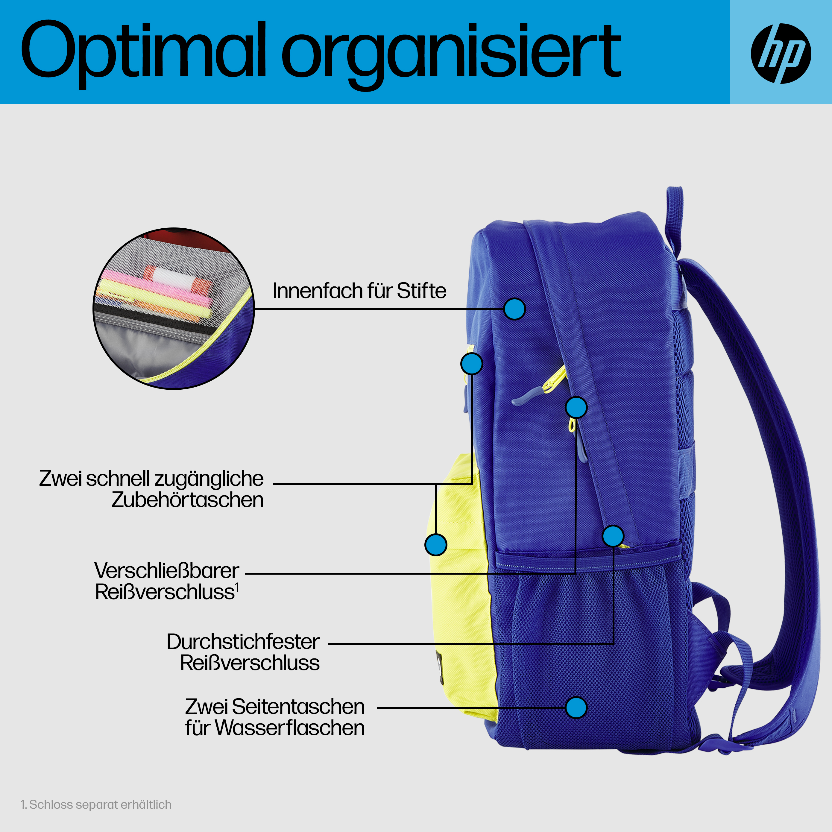 HP CAMPUS BLUE BACKPACK .