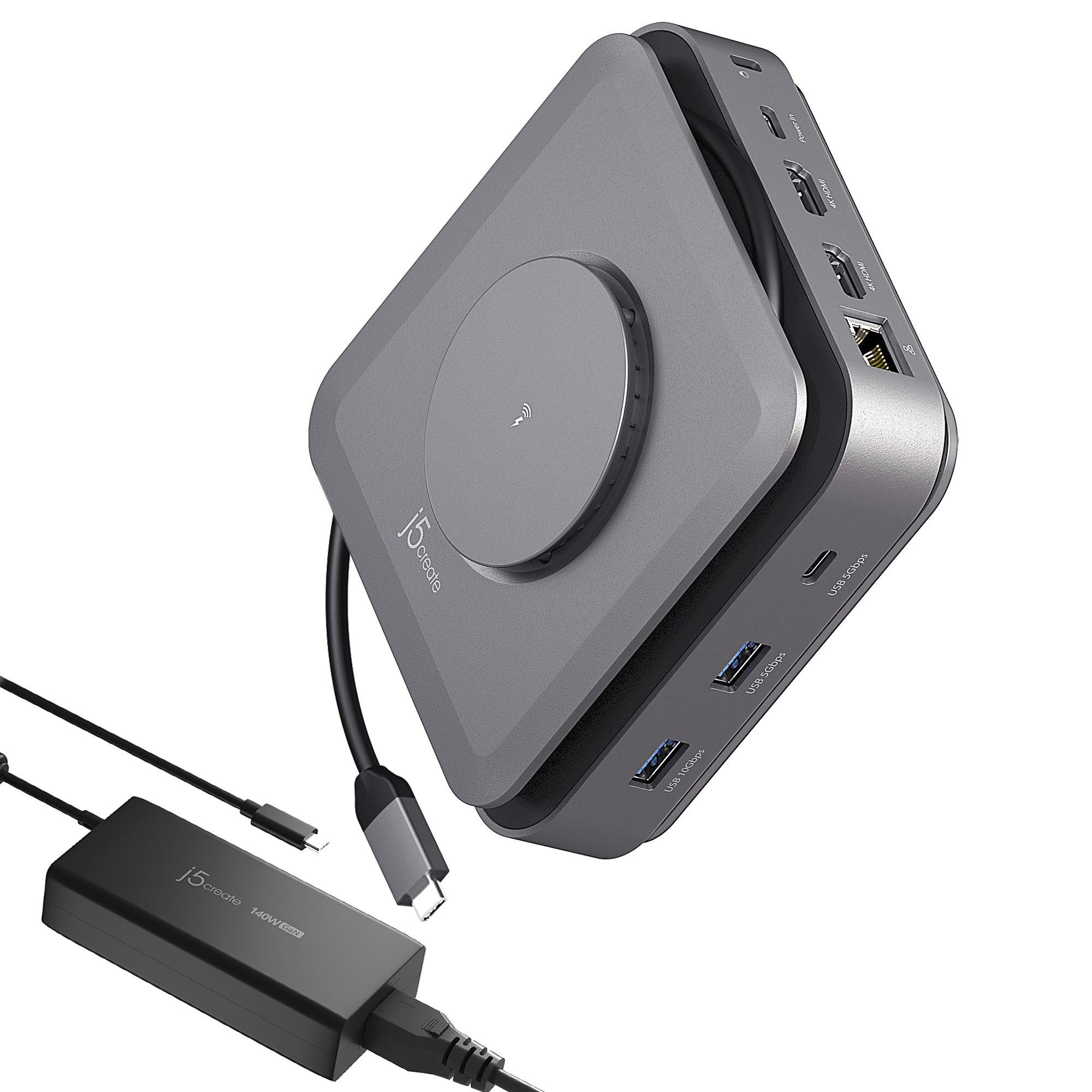 USB-C DOCK DUAL 4K HDMI GAN 140W PD3.1 POWER ADAPTER