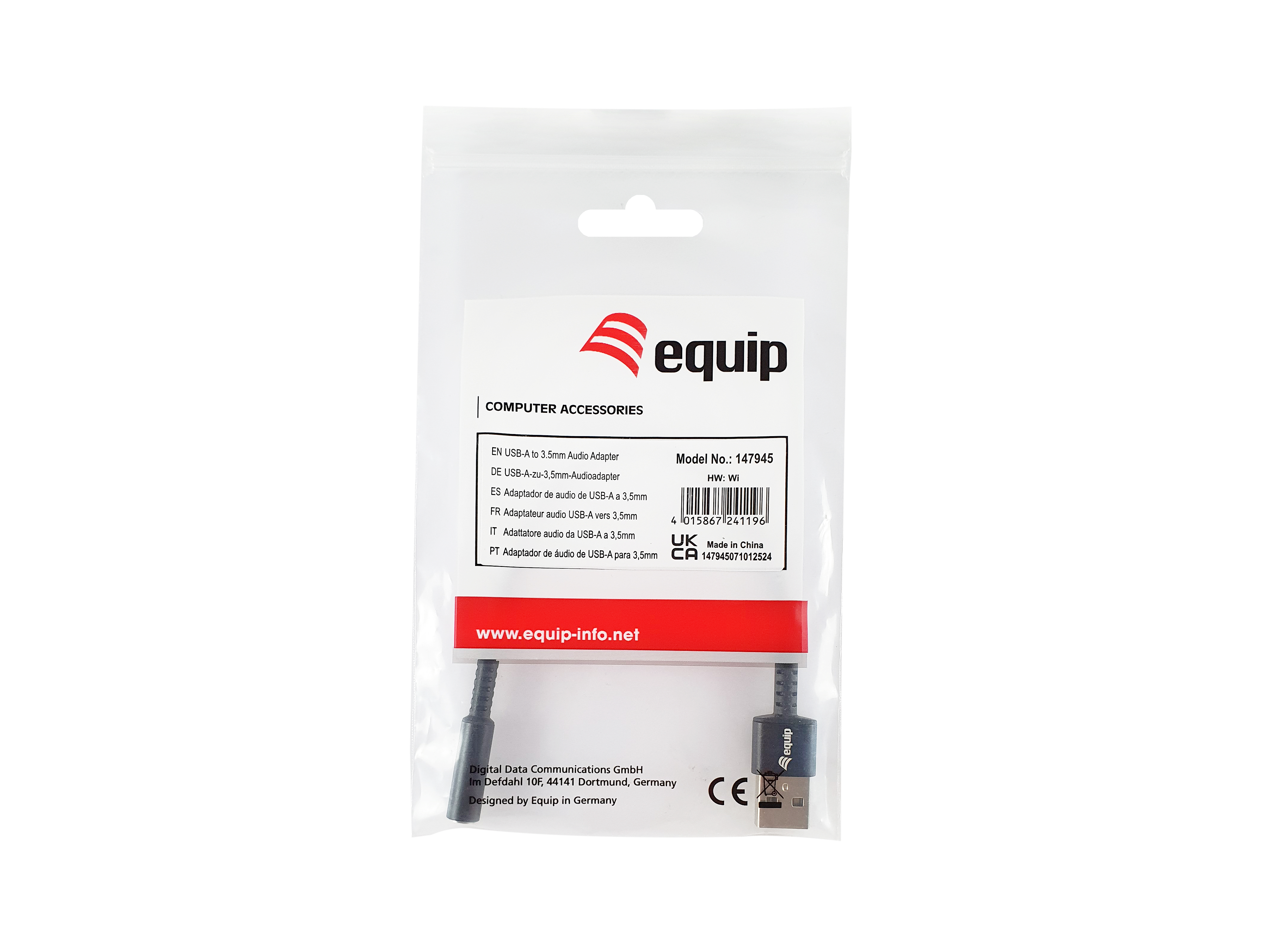 Equip Adapter USB-A-> 4-Pin 3.5mm St/Bu DAC 0.15m beige