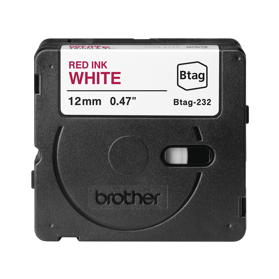 brother Schriftband Btag BTAG232, 12 mm, rot auf weiß, 1 St.