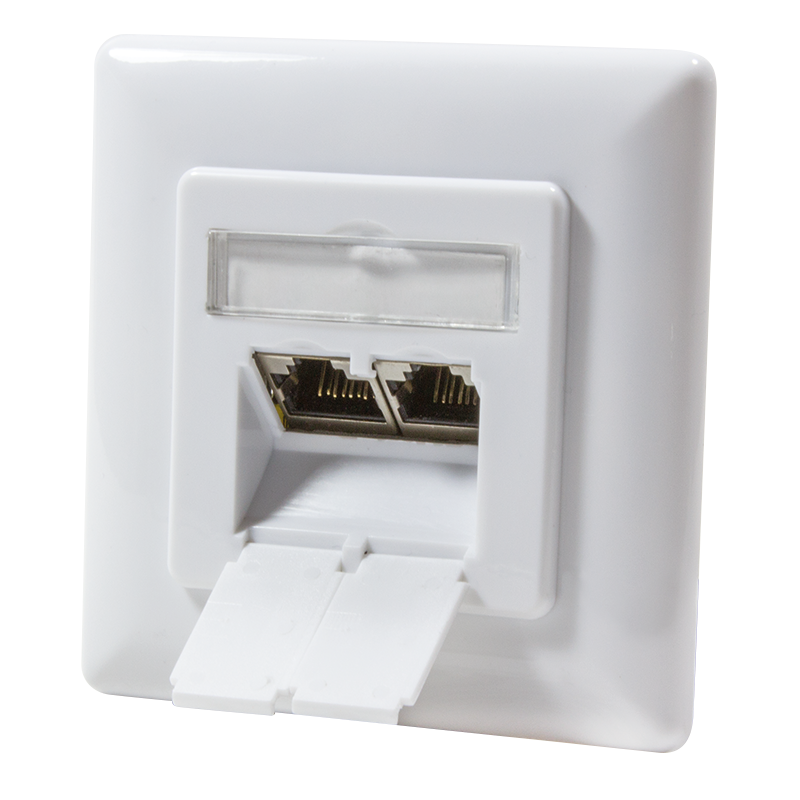 Logilink Cat.6A Anschlussdose, 2x RJ45,weiß, waagerecht