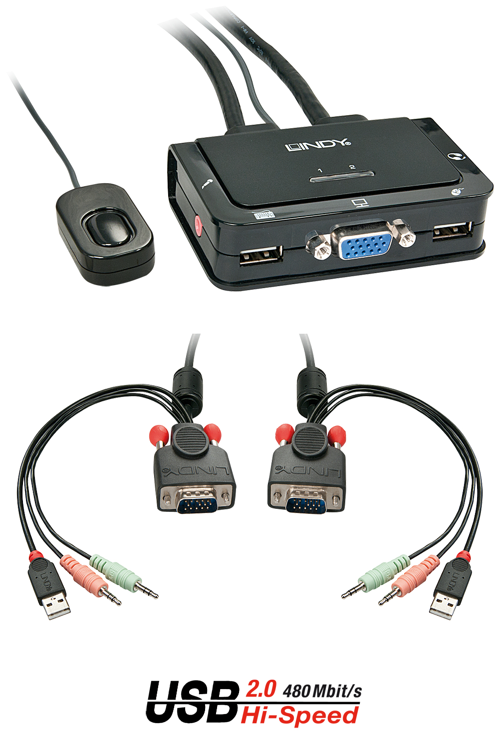 2 PORT VGA USB 2.0 AUDIO CABLE KVM SWITCH