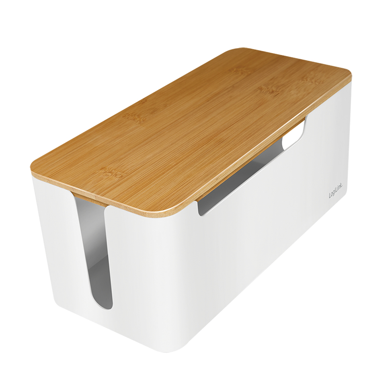 Management Cable Box Bambus-Deckel 320 x 140 x 130mm LogiLink White