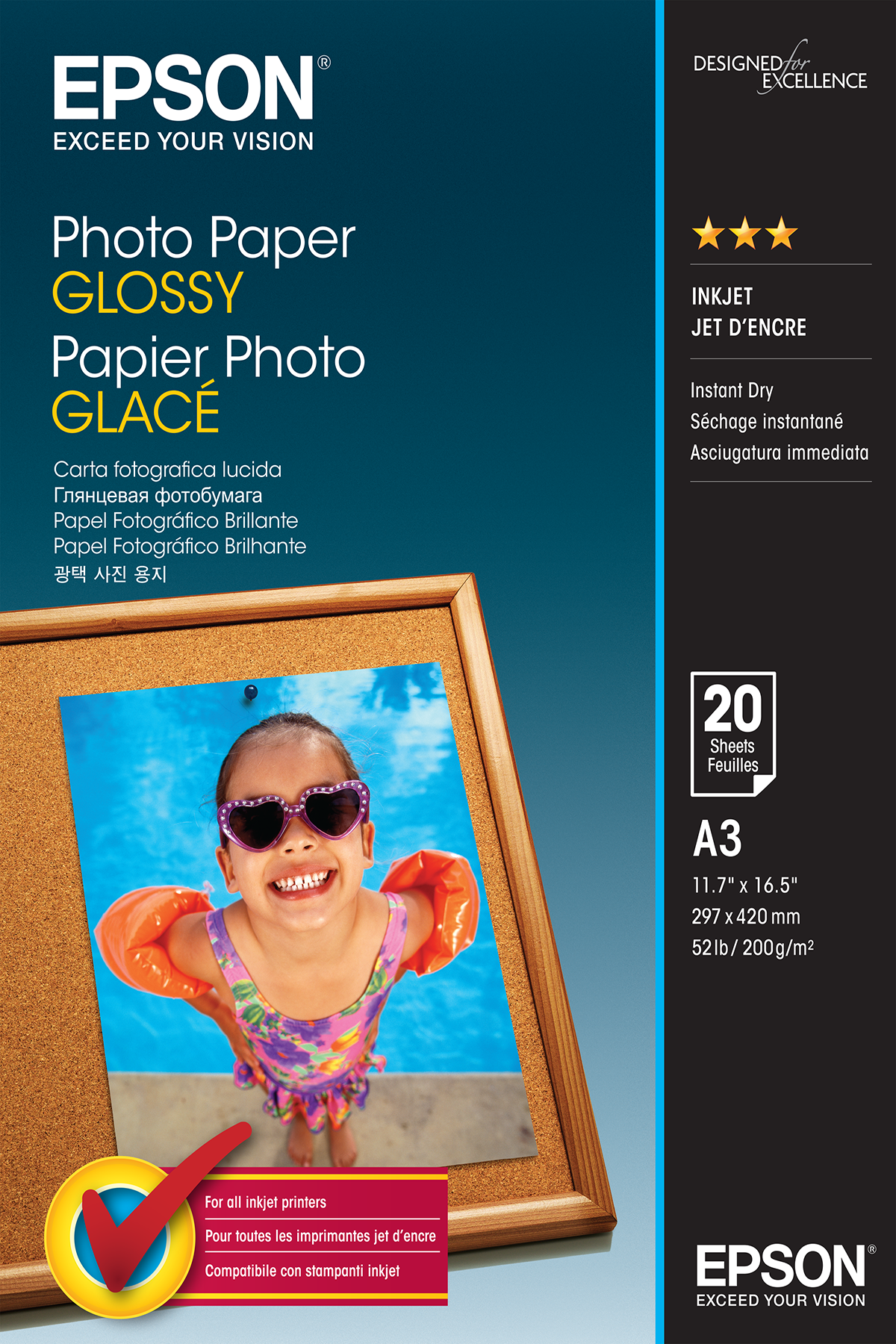 EPSON Fotopapier S042536 DIN A3 glänzend 200 g/qm 20 Blatt