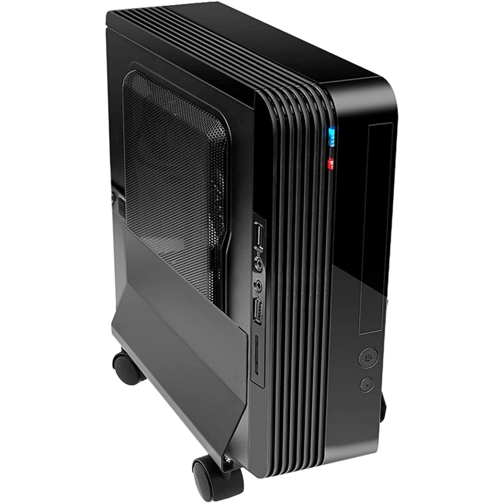 TECHLY Rollwagen fuer PC Desktop Computer Stahl bis 25 kg mit Bremse schwarz