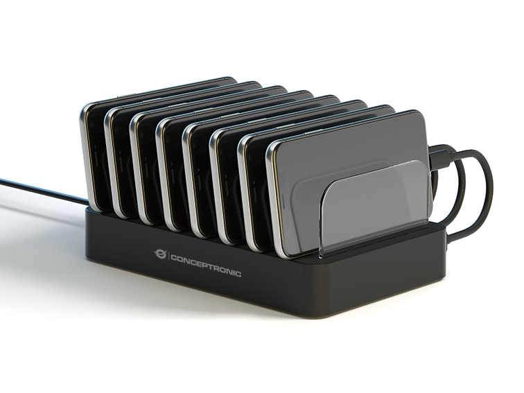 CONCEPTRONIC Ladegerät 8Port 6xUSB-A/2xC Multi 75WPD3.0 sw