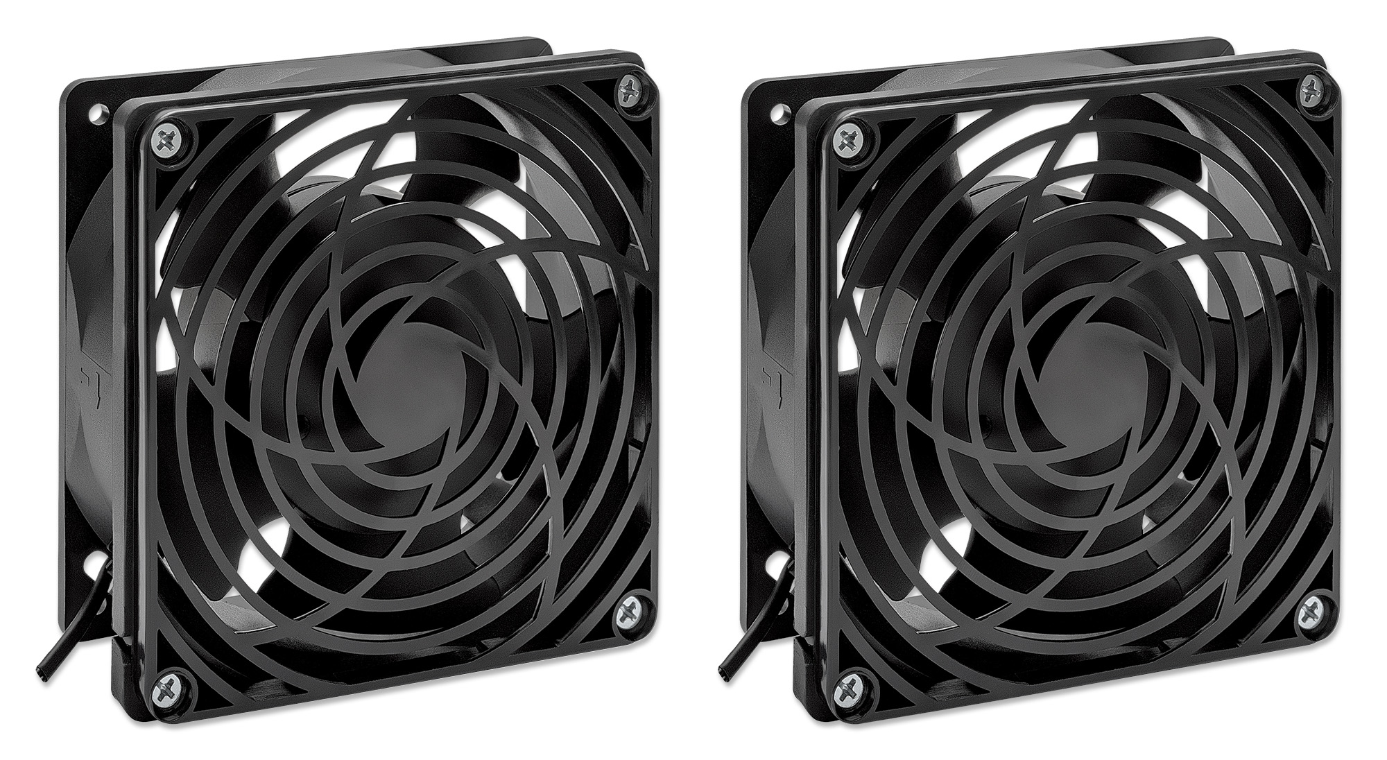 INTELLINET 2-fach Dachlüfter für 48,26cm 19Zl Wandverteiler Kühleinheit zur Dachmontage 1,8m Stromkabel 220-240V Erdungskit schwarz