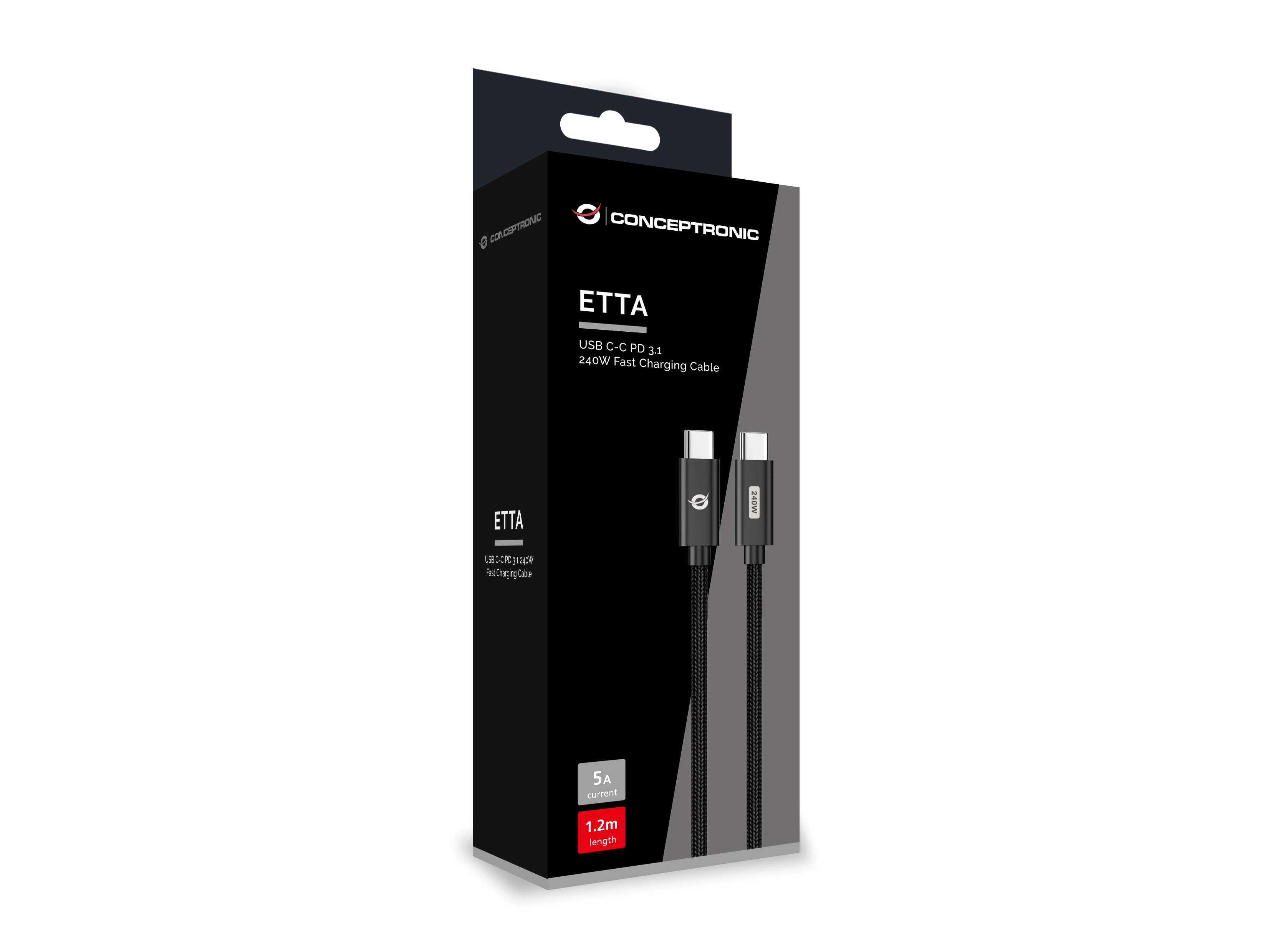 CONCEPTRONIC Kabel USB-C3.1->C 240W/QC 480Mbs 1.20m sw