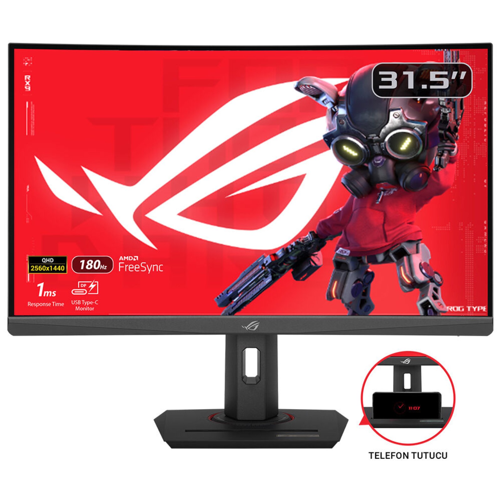 ASUS ROG Strix XG32WCS 80,01cm 31,5Zoll Fast VA WLED Curved 1500R WQHD 16:9 180Hz 350cd/m2 1ms HDMI DP USB-C Black