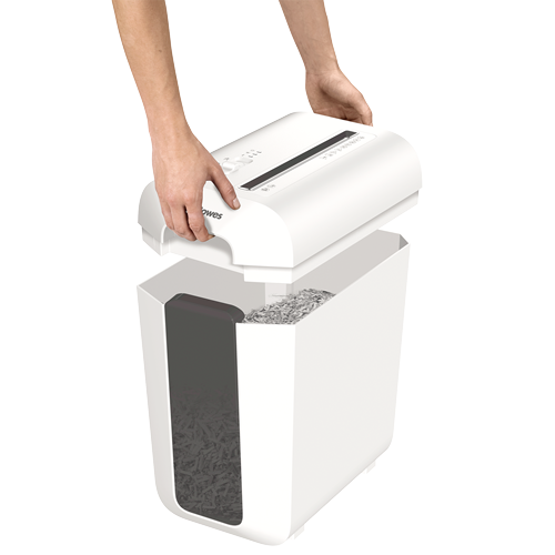 Fellowes Powershred LX65 Aktenvernichter mit Partikelschnitt P-4, 4 x 40 mm, bis 10 Blatt, weiß