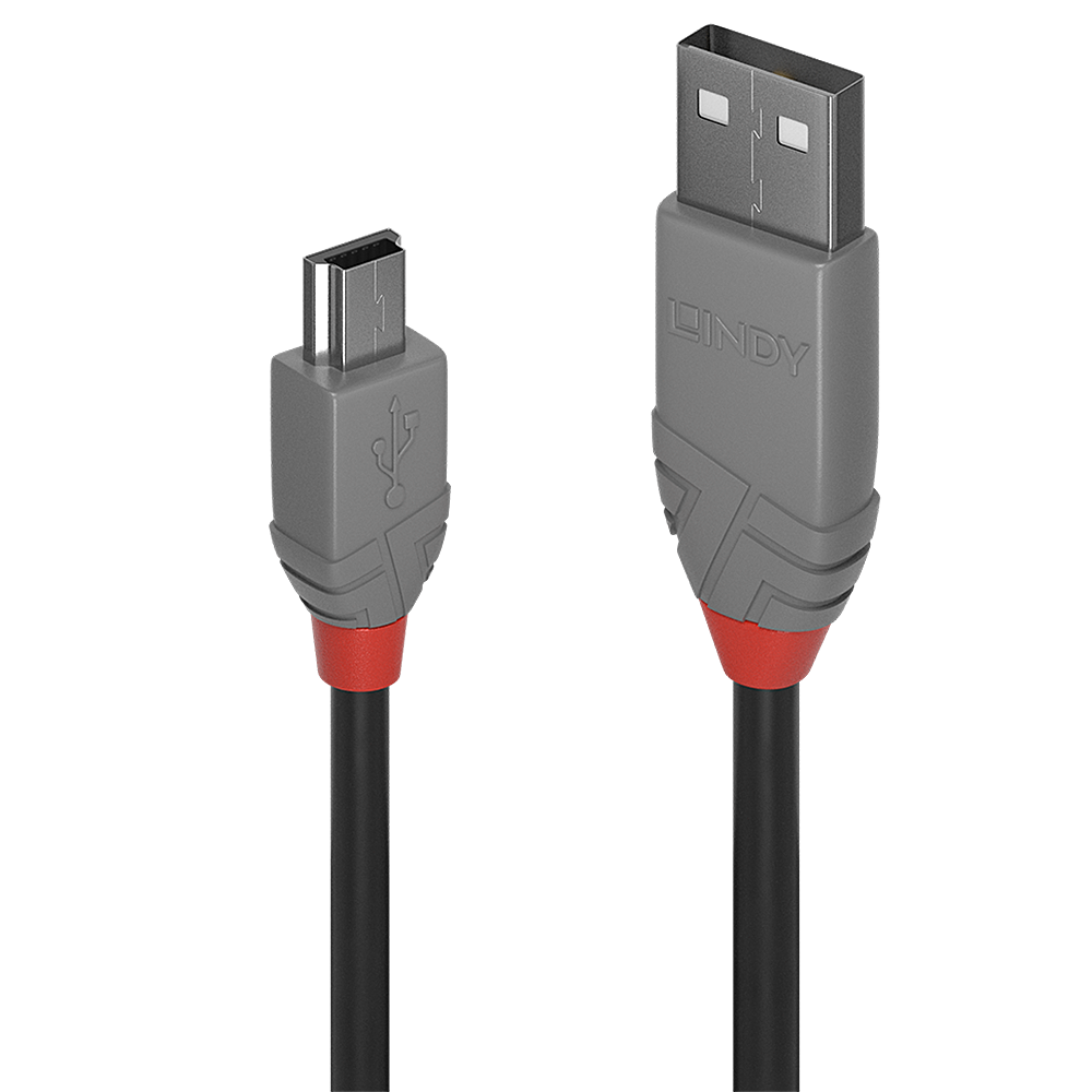 0.2M USB 2.0 TYP A AN MINI-B KABEL ANTHRA LINE