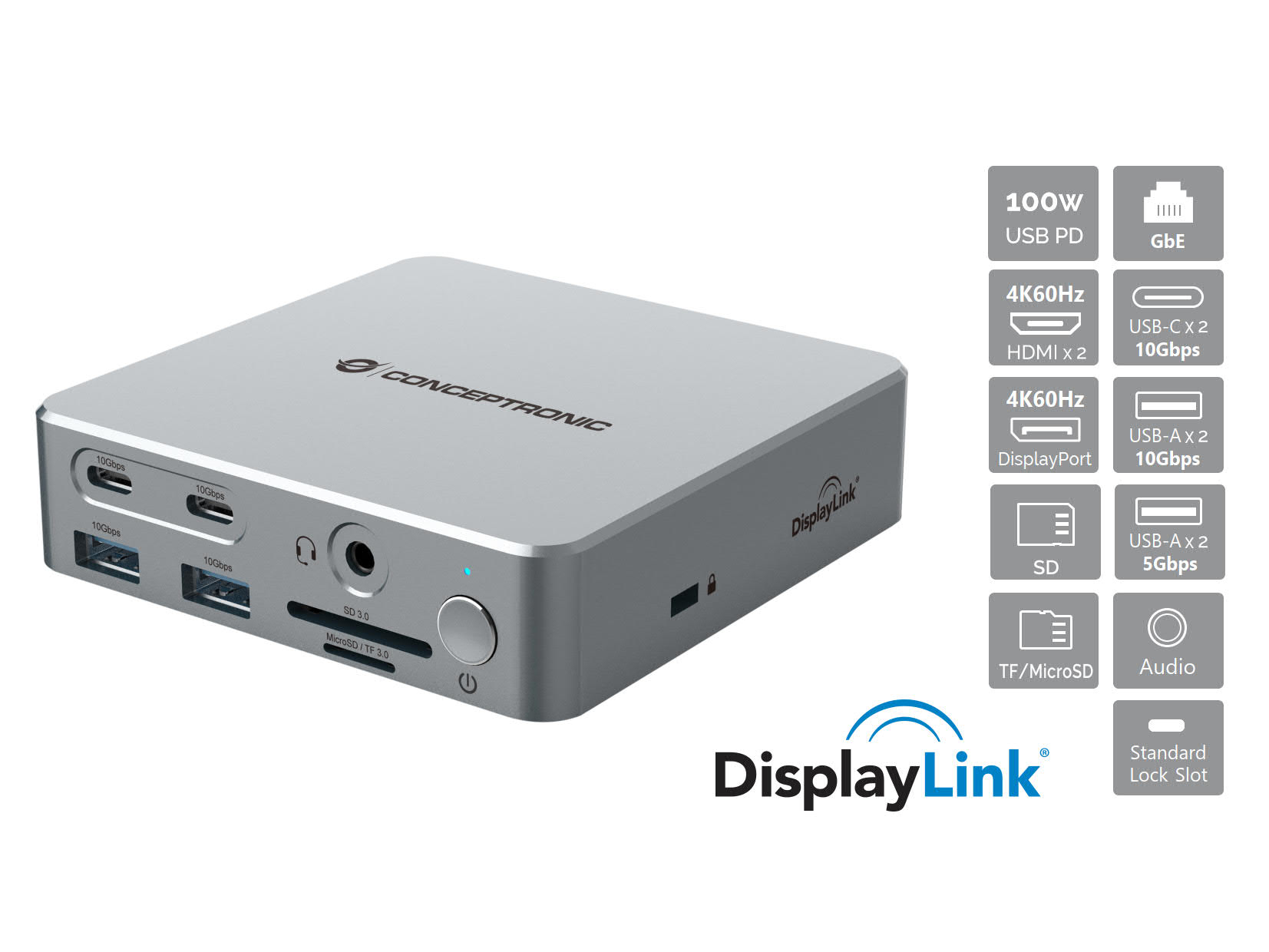 CONCEPTRONIC 15-1 Dock USB-C->2xHDMI/2xUSB-C/4xUSB-A/+80W si