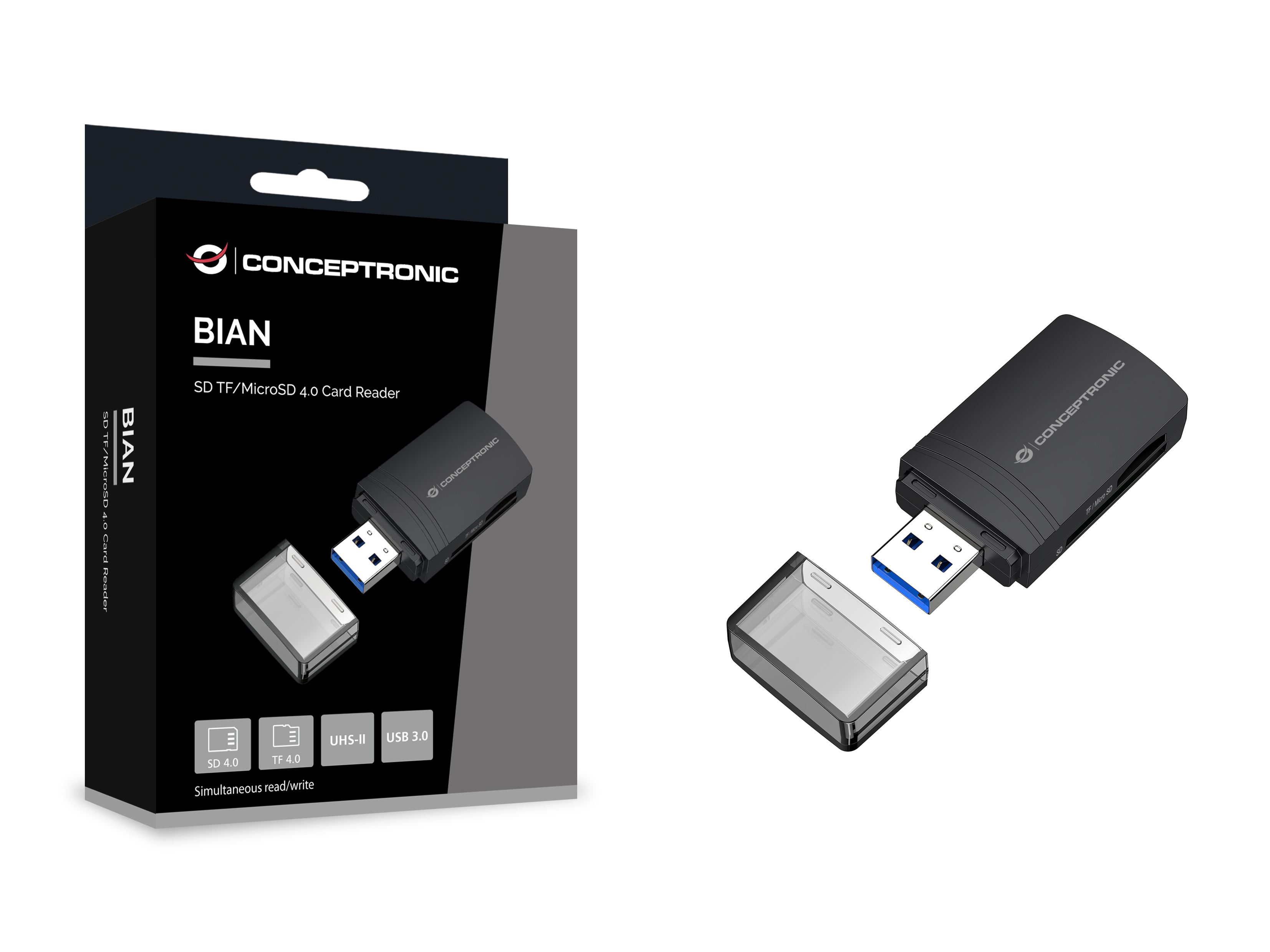 CONCEPTRONIC Kartenleser USB-A3.2->TF/Micro-SD4.0 schwarz