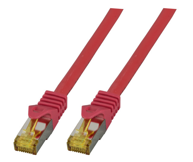 EFB Patchkabel Cat6a S/FTP LSZH mit Cat7 Rohkabel 10m ROT 10 Gigabit Ethernet 600MHz 4x2xAWG26/7 Flammwidrig Raucharm