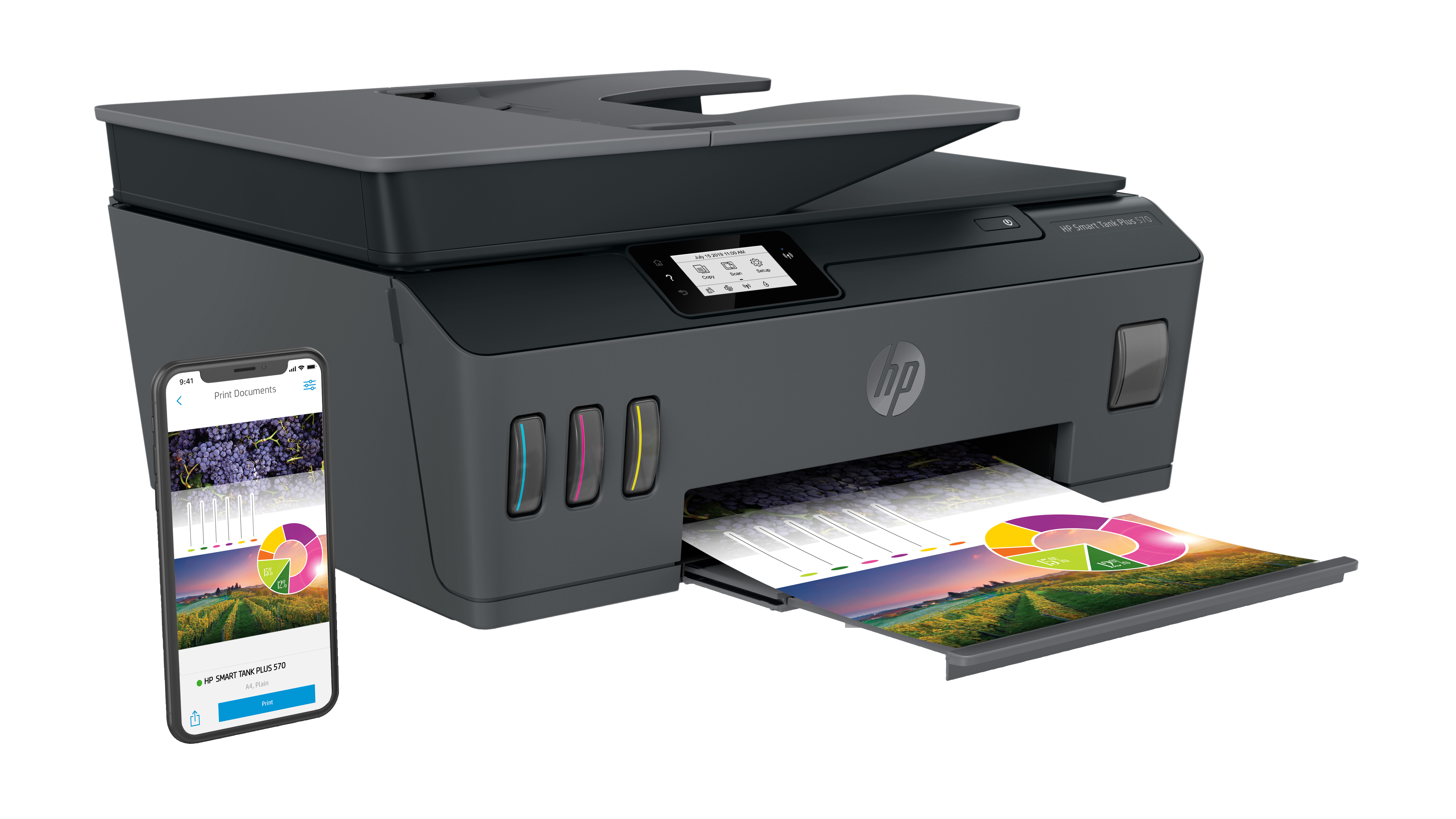 AKTION: HP Smart Tank Plus 570 Wireless All-in-One 3 in 1 Tintenstrahl-Multifunktionsdrucker grau mit 20 Euro CashBack