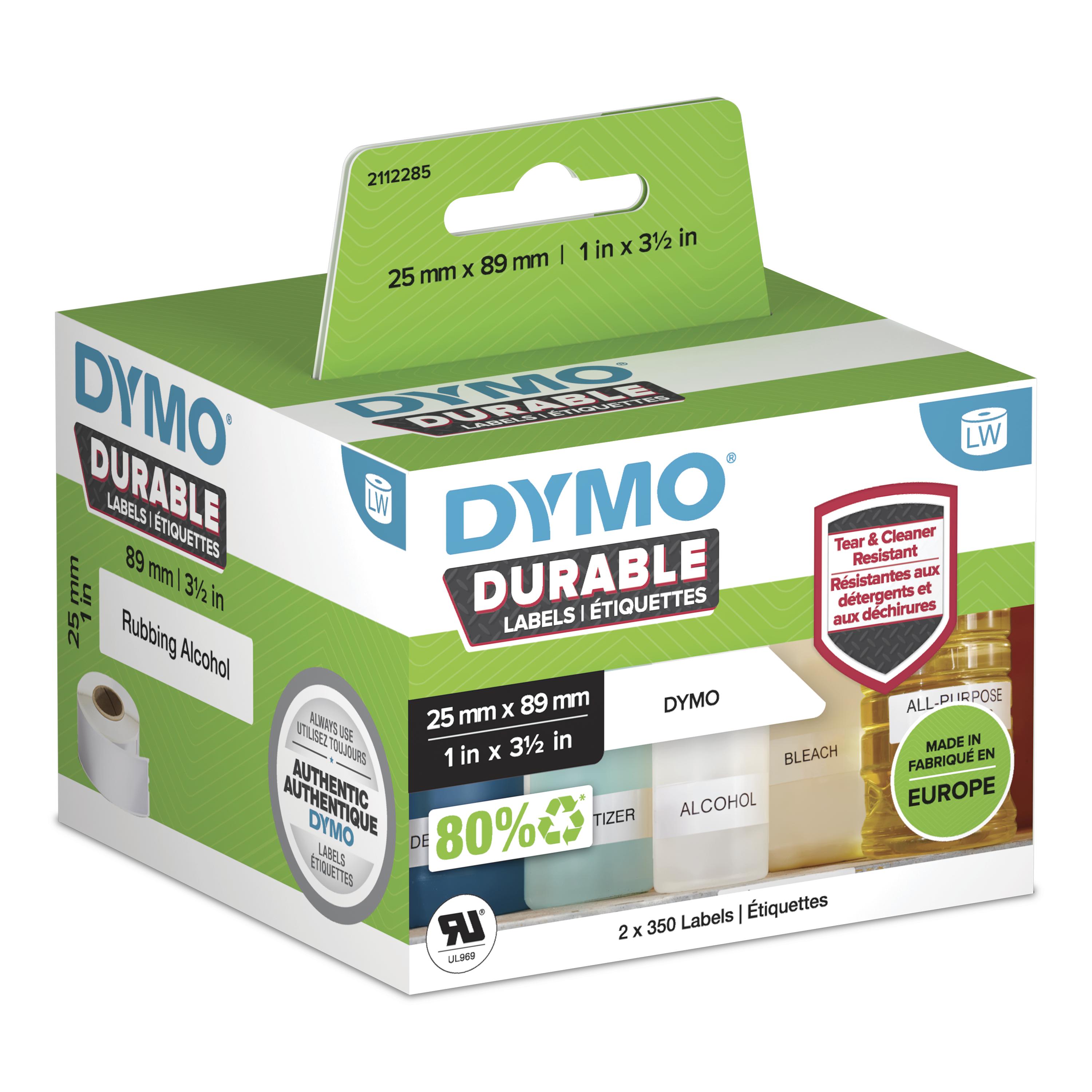 DYMO Etikettenrollen für Etikettendrucker 1933081 weiß, 25,0 x 89,0 mm, 2 x 350 Etiketten