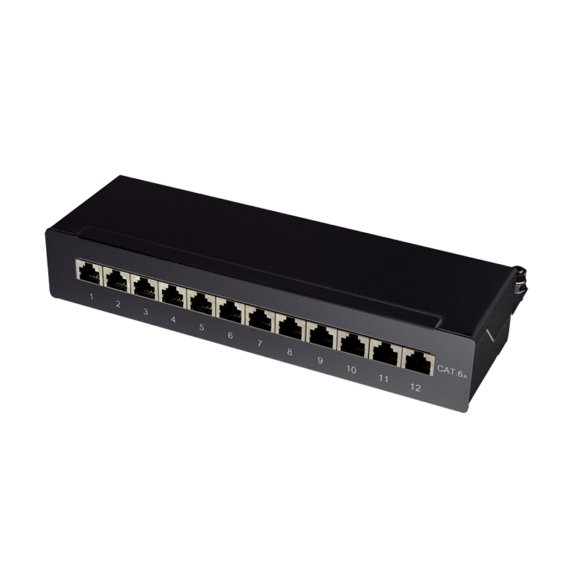 Logilink Patchpanel Tisch/Wand Cat.6A STP 12 Ports, schwarz