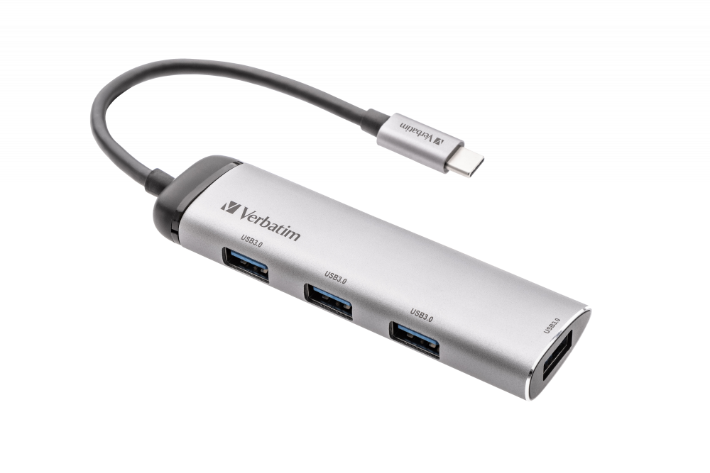 Verbatim USB-C Multiport-Hub 4-Port USB 3.2 Gen 1 Grau