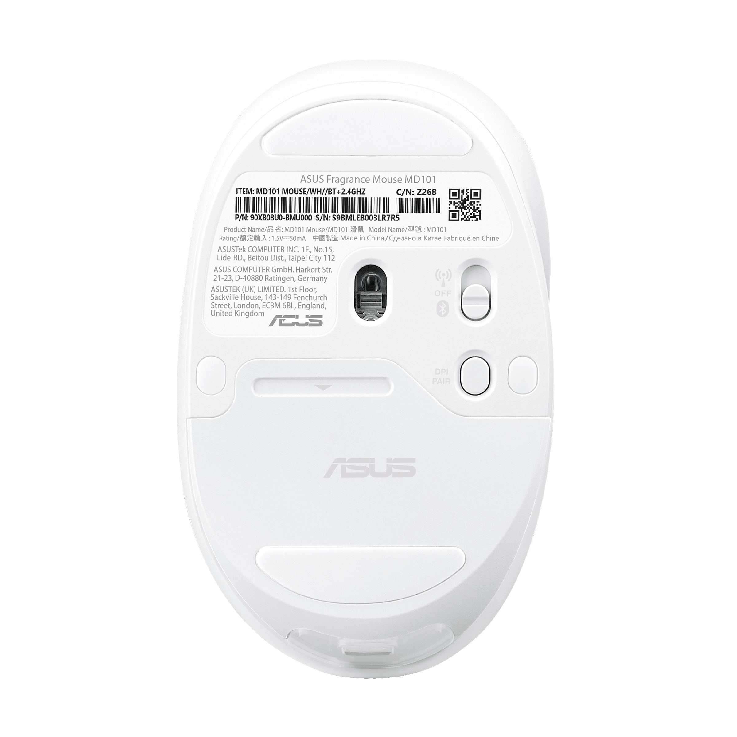 ASUS MD101 Fragrance Maus wireless 2400dpi weiß