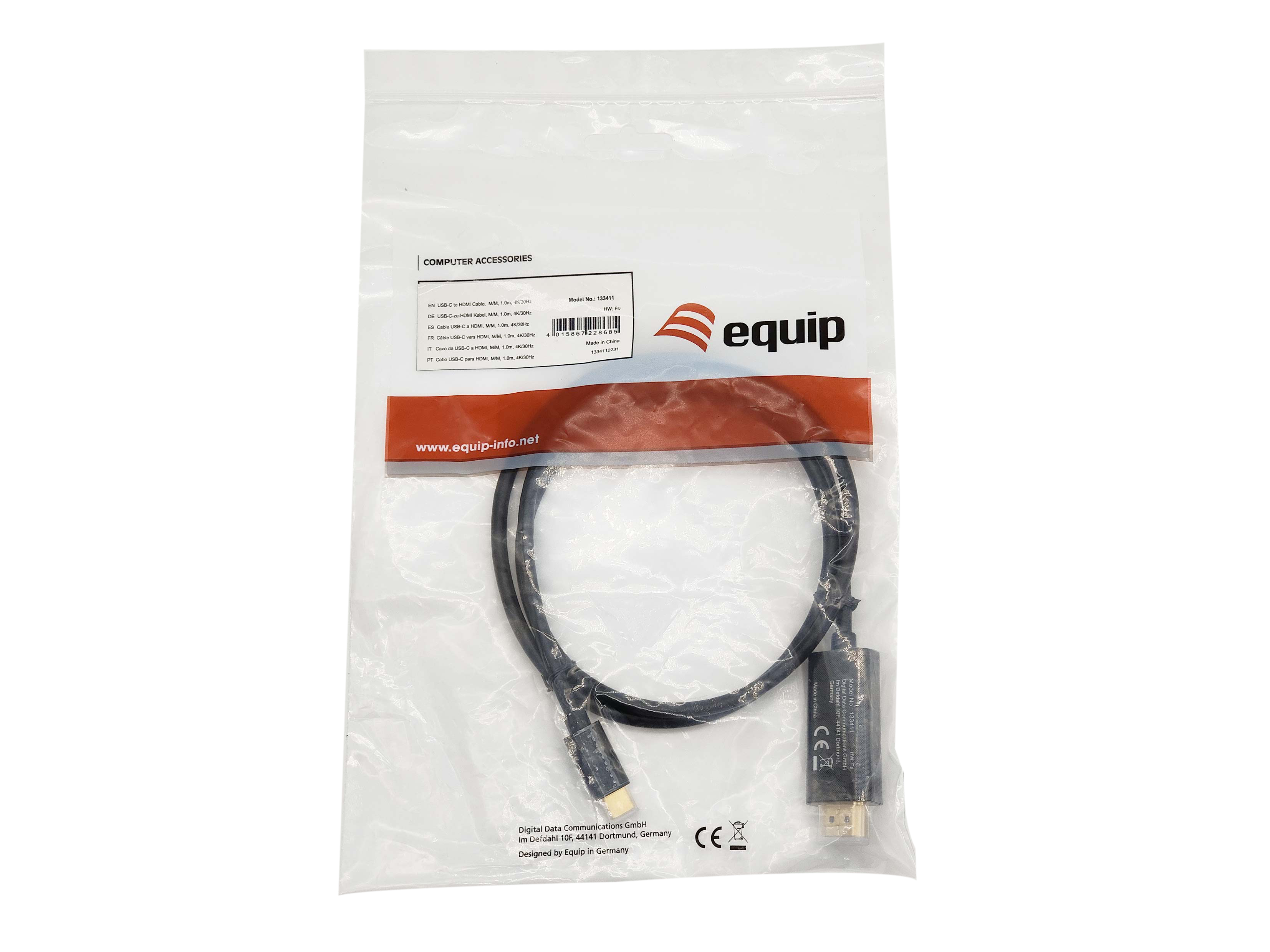 Equip Adapter USB-C->HDMI1.4 St/St 4K/ 30Hz 1.00m PVC