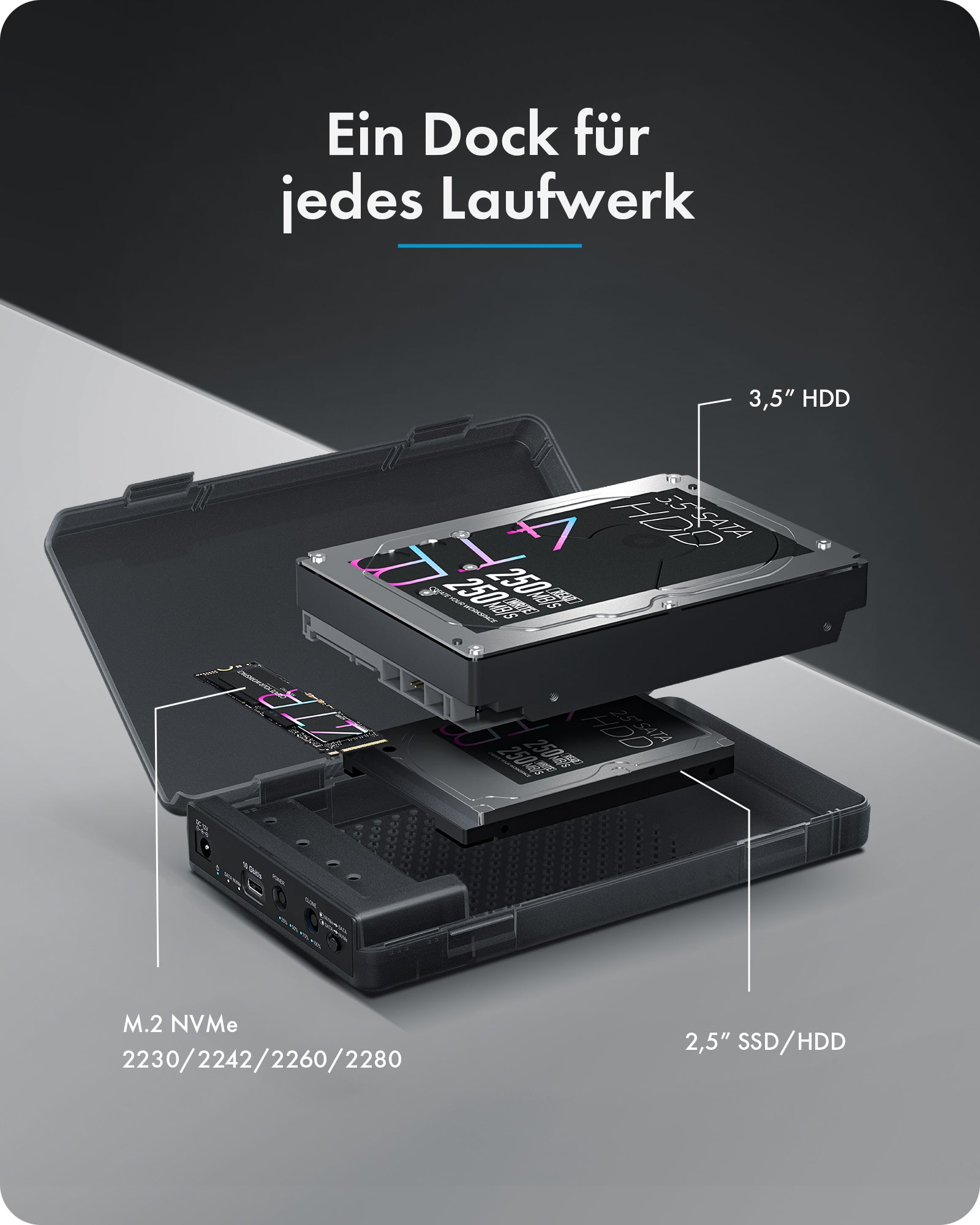 Docking- & Klonstation IcyBox für M.2 & 2,5/3,5 SSD/HDD