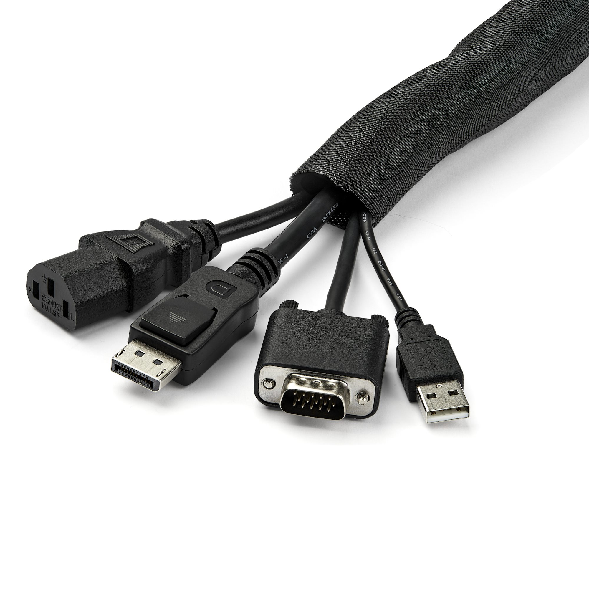 STARTECH.COM 15 ft. / 4.6m Cable Management Sleeve - Trimmable Fabric - Cord Concealer - Wire Hider - Cord Organizer WKSTNCM2