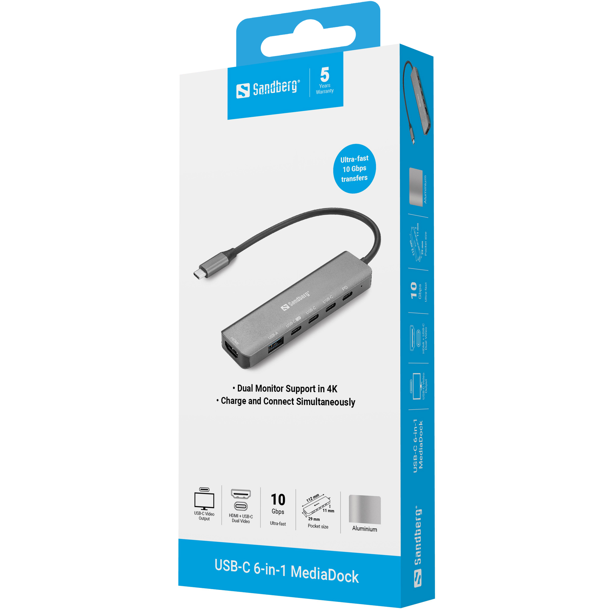 SANDBERG USB-C 6-in-1mediaDock