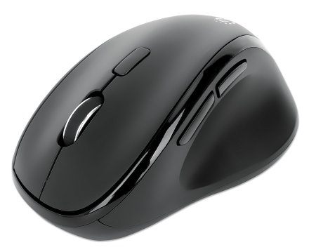 MANHATTAN Ergonomische Wireless Maus mit 2-in-1 USB-Empfänger USB-A- und USB-C-Kombiempfänger handgelenkfreundliche Kontur schwarz
