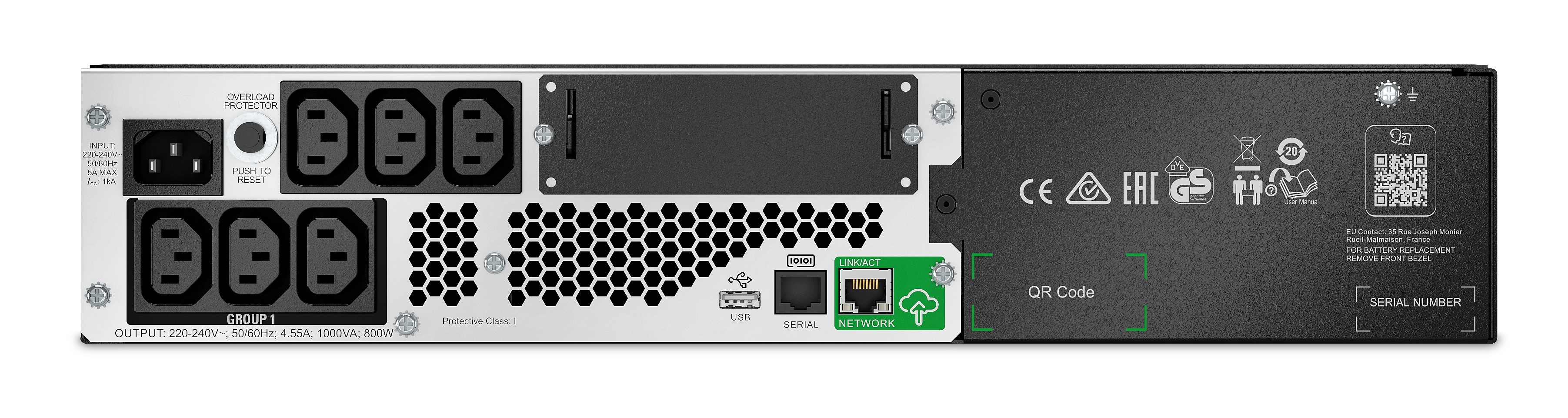 APC Smart-UPS Li-Ion 1000VA Short Depth with SmartConnect UPS Rack AC 230V 800Watt 1000VA 1-phase RS-232 USB oc 6 2U Black