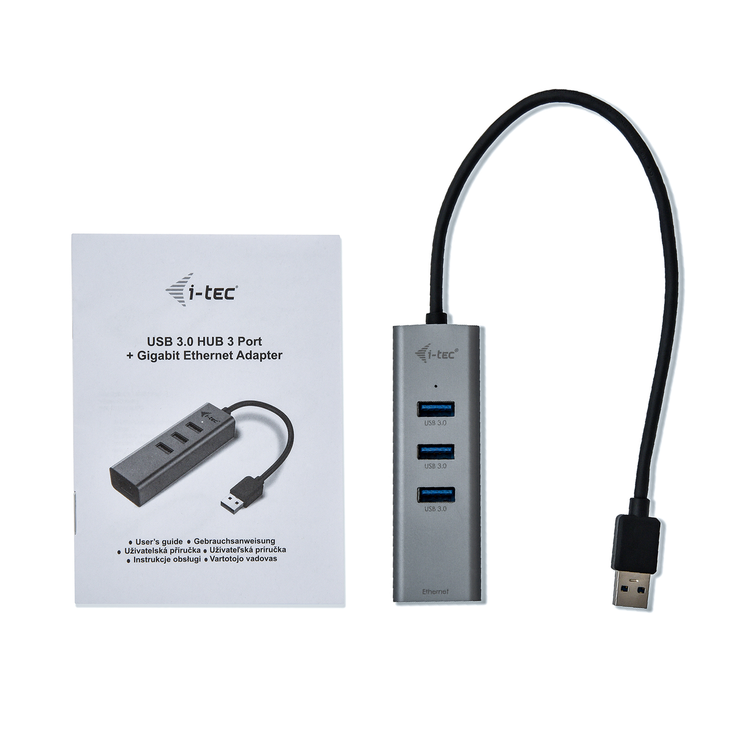 I-TEC USB 3.0 3-PORT HUB + GLAN 3X USB 3.0 RJ-45 SPACE GREY