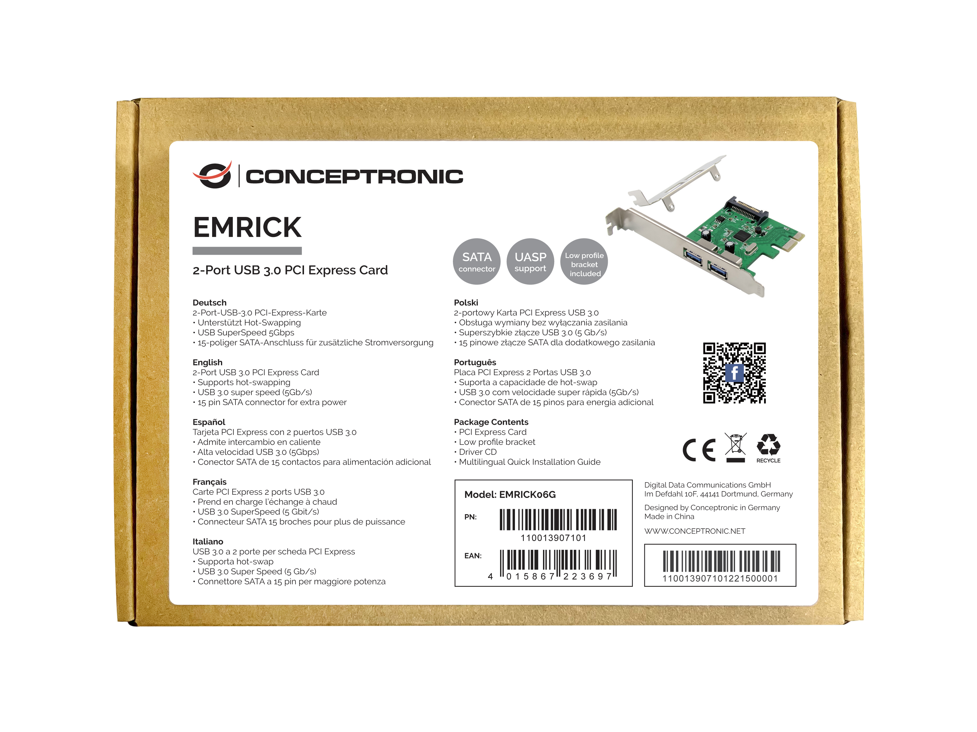 CONCEPTRONIC 1xPCIe2.0 Card 2xUSB-A3.0 5Gbps