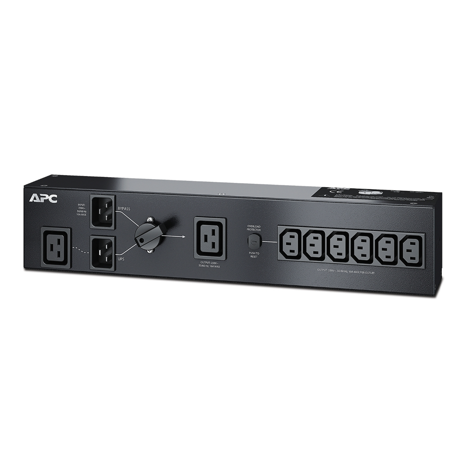 APC Service Bypass Panel Rack AC 230V 3000VA input IEC 60320 C20 output connectors 8 2U Black