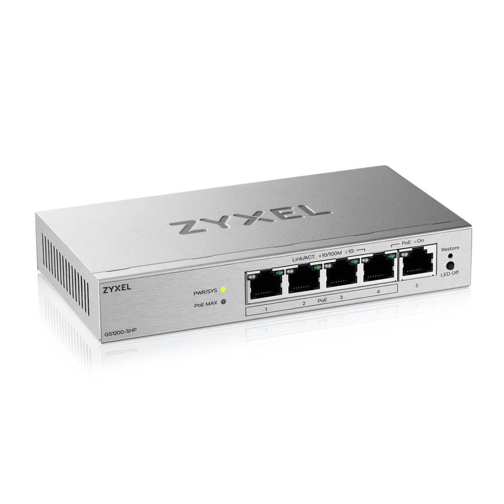 Zyxel GS1200-5HPV3 5-Port Gigabit PoE+ web/smart managed