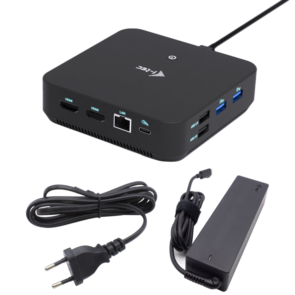 I-TEC USB-C DS 2 x HDMI 1x DP 1x GLAN 1x USB-C 3.2 3x USB-A 3.2 2x USB 2.0 1x 3,5mm Audio/Mic 1x 100W USB-C Power Delivery + Charger