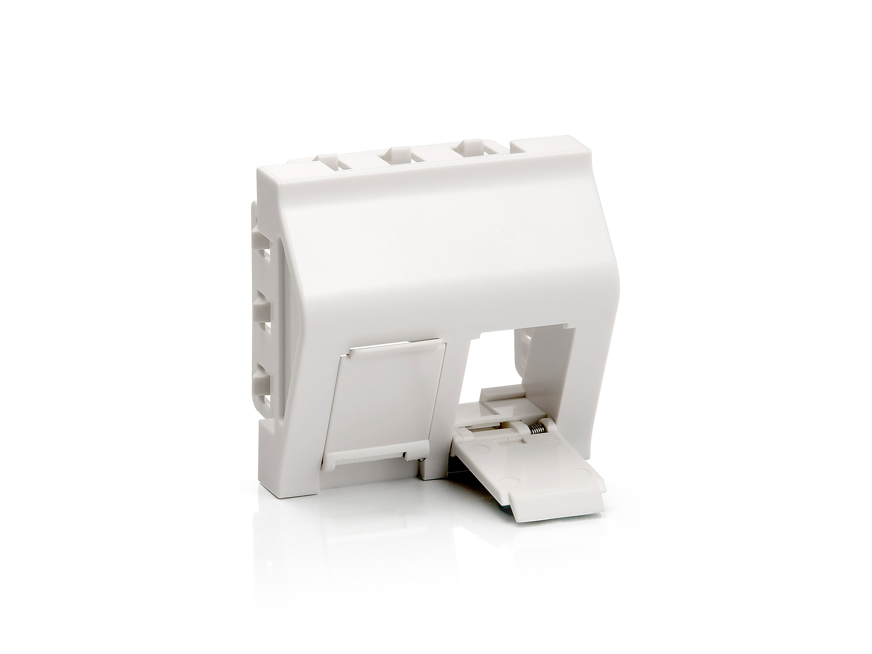 Equip Frontplatte 2xKeystone French abgew. 45x45mm RAL9010 Polybeutel