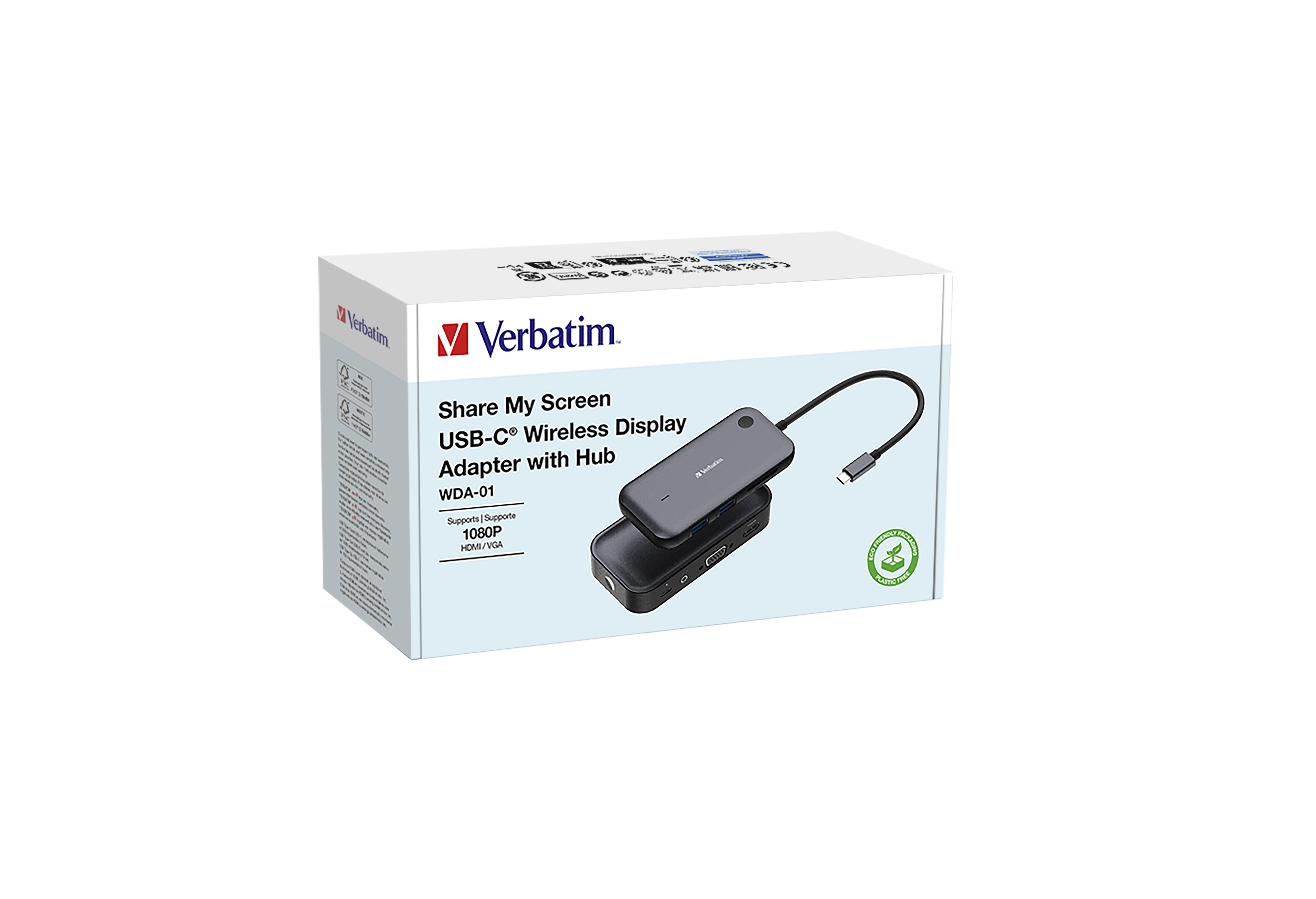 Verbatim Share My Screen USB-C Wirel.Displ.Ad. 1080P/Hub 32146