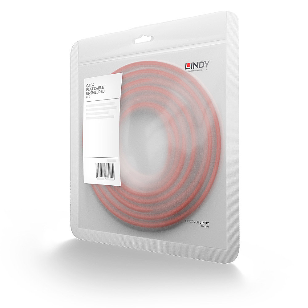 LINDY Patchkabel Cat6 Flachband ungeschirmt rot 3.00m