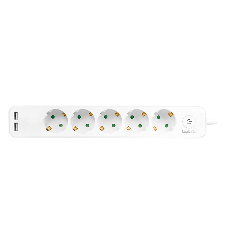 Logilink Steckdosenleiste 5-fach, 1,5m 2xUSB 5V/2,1A max.