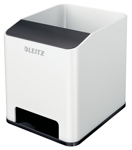 LEITZ Stiftehalter WOW Duo Colour perlweiß/schwarz Polystyrol 2 Fächer 9,0 x 10,1 x 10,0 cm