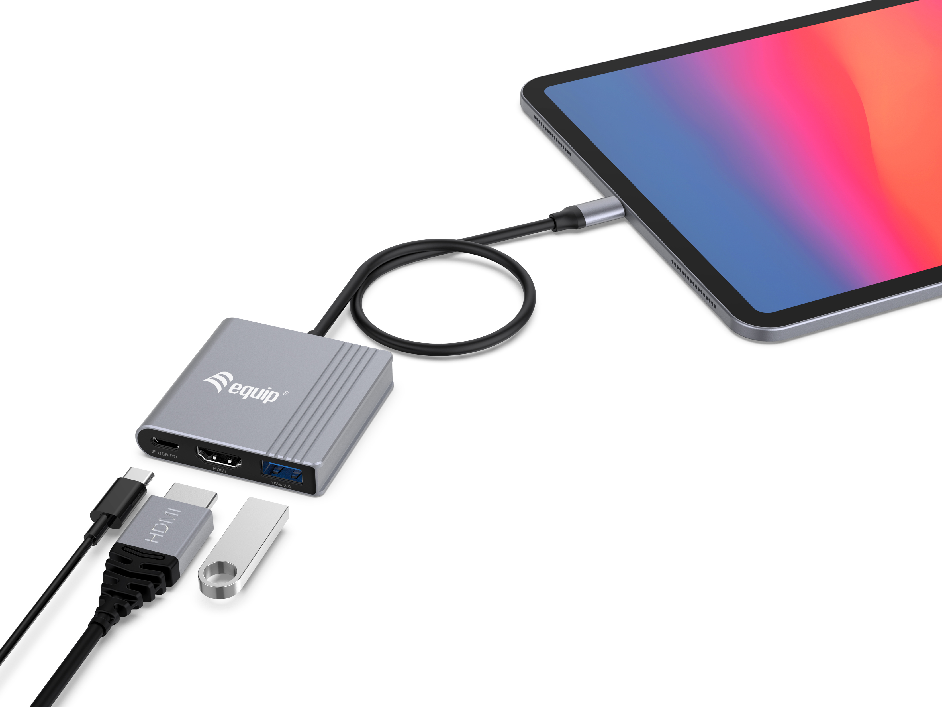 Equip Dock 3-1 USB-C->HDMI,USB-A,100W USB-C 0.25m