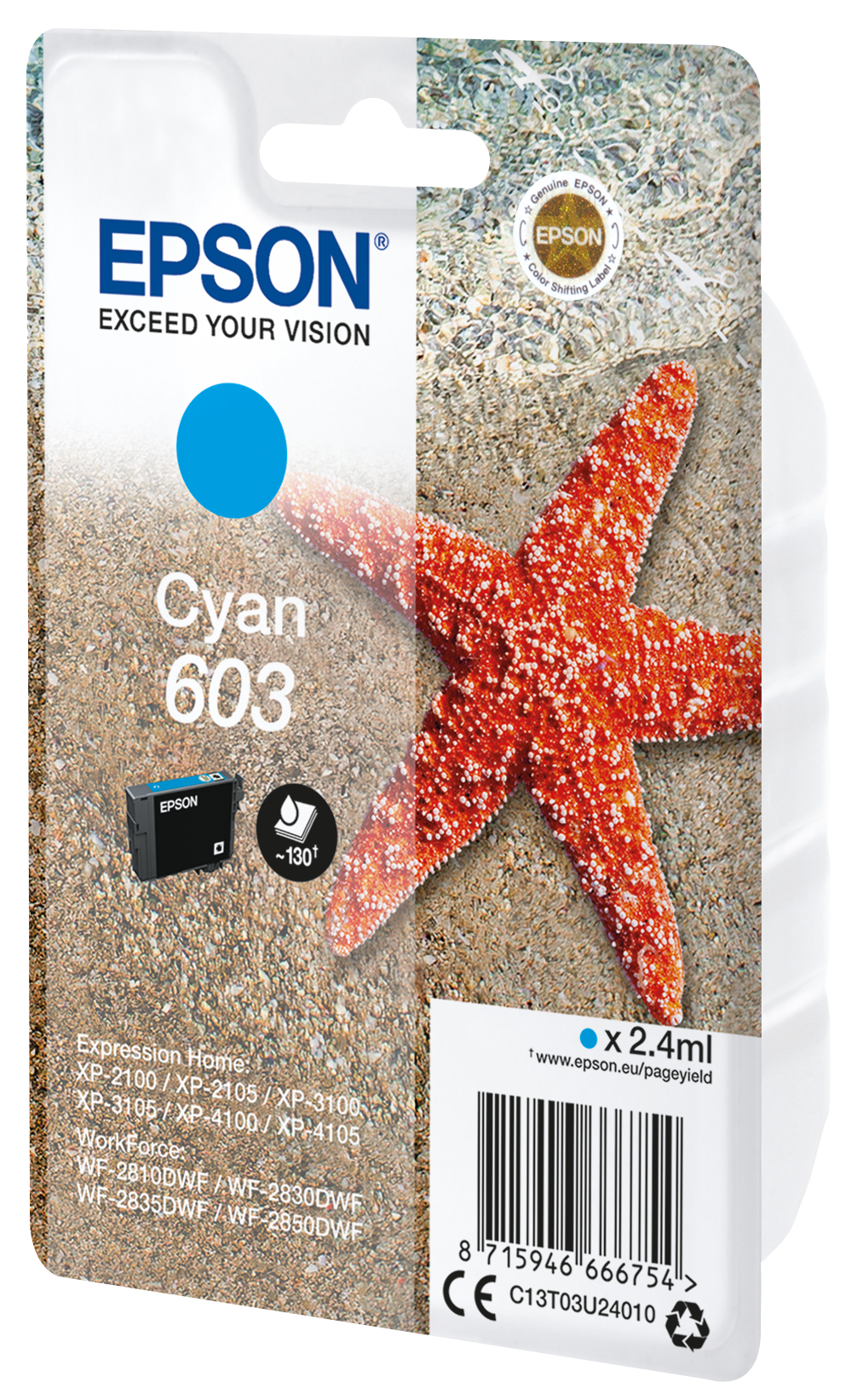 EPSON 4LB Singlepack Cyan 603 Ink w/s