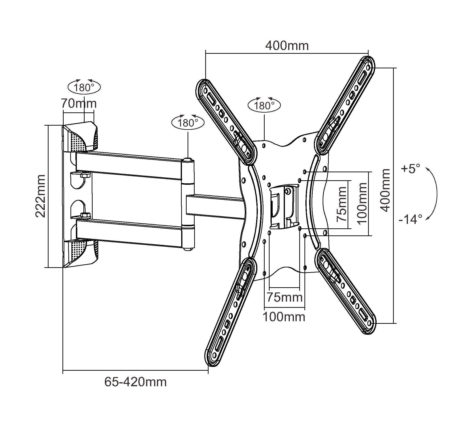 Equip Wandhalterung 23-55/1TFT gelenkig 4Gelenke 30Kg sw retail