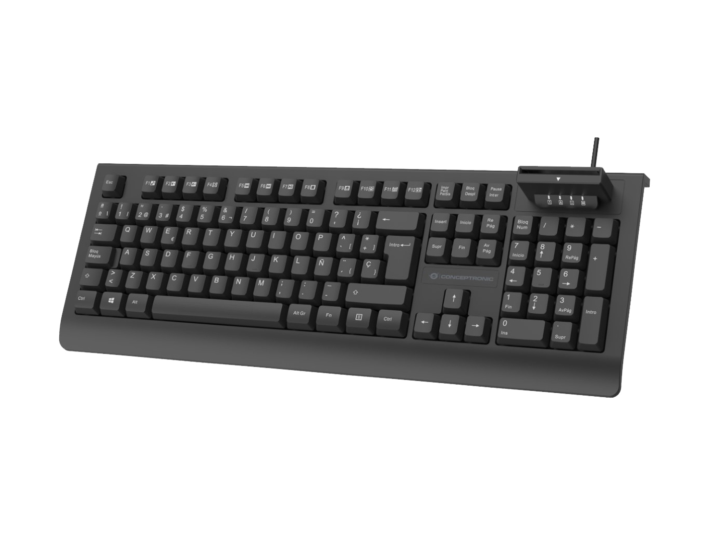 CONCEPTRONIC USB Tastatur +Smart ID-Kartenleser Layout ES sw