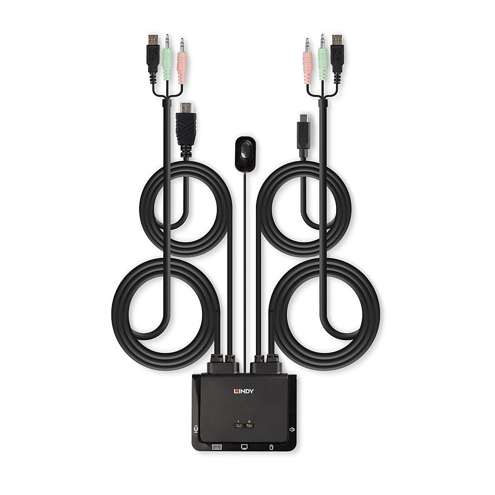 2 Port HDMI 4K60, USB Typ C, USB 2.0 & Audio Cable KVM Switch, KVM-Switch