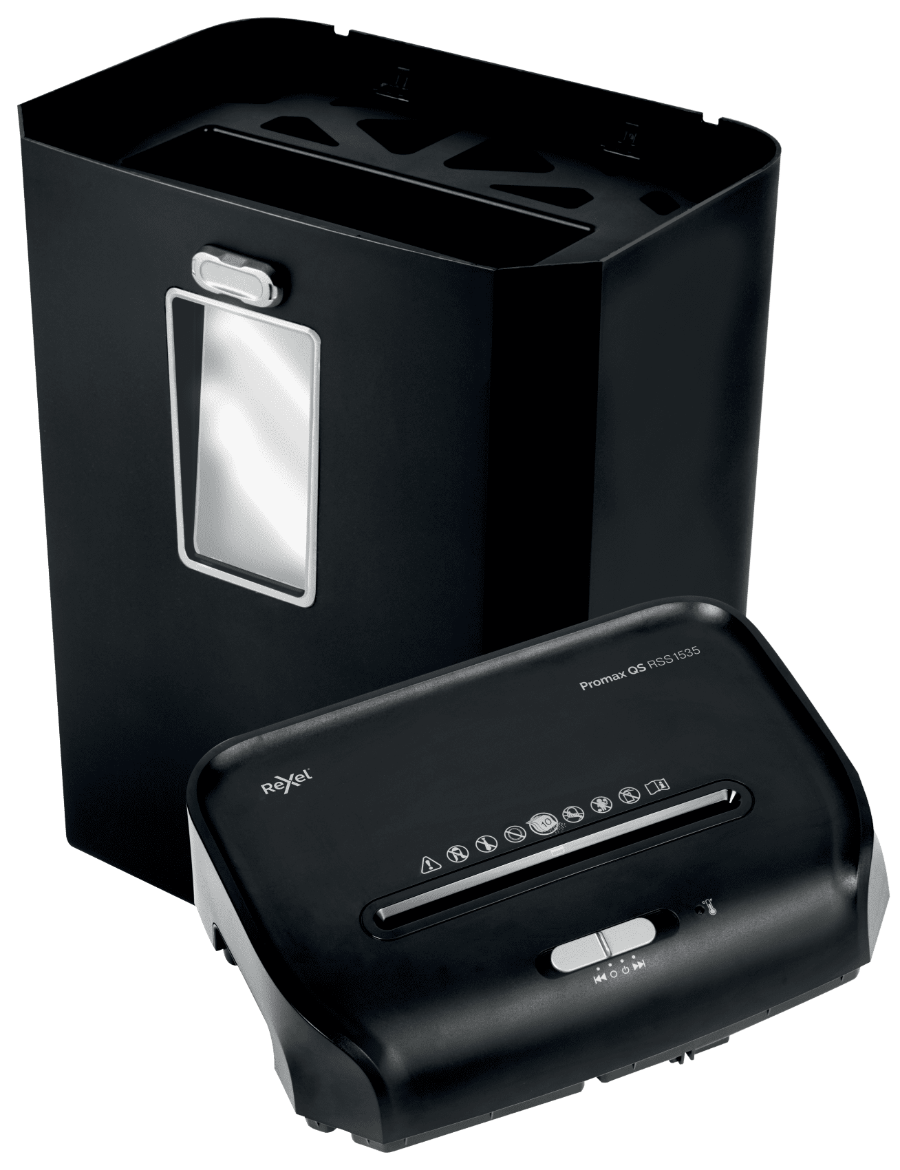 Rexel ProMax RSS1535 Aktenvernichter mit Streifenschnitt P-2, 6 mm, bis 15 Blatt, schwarz