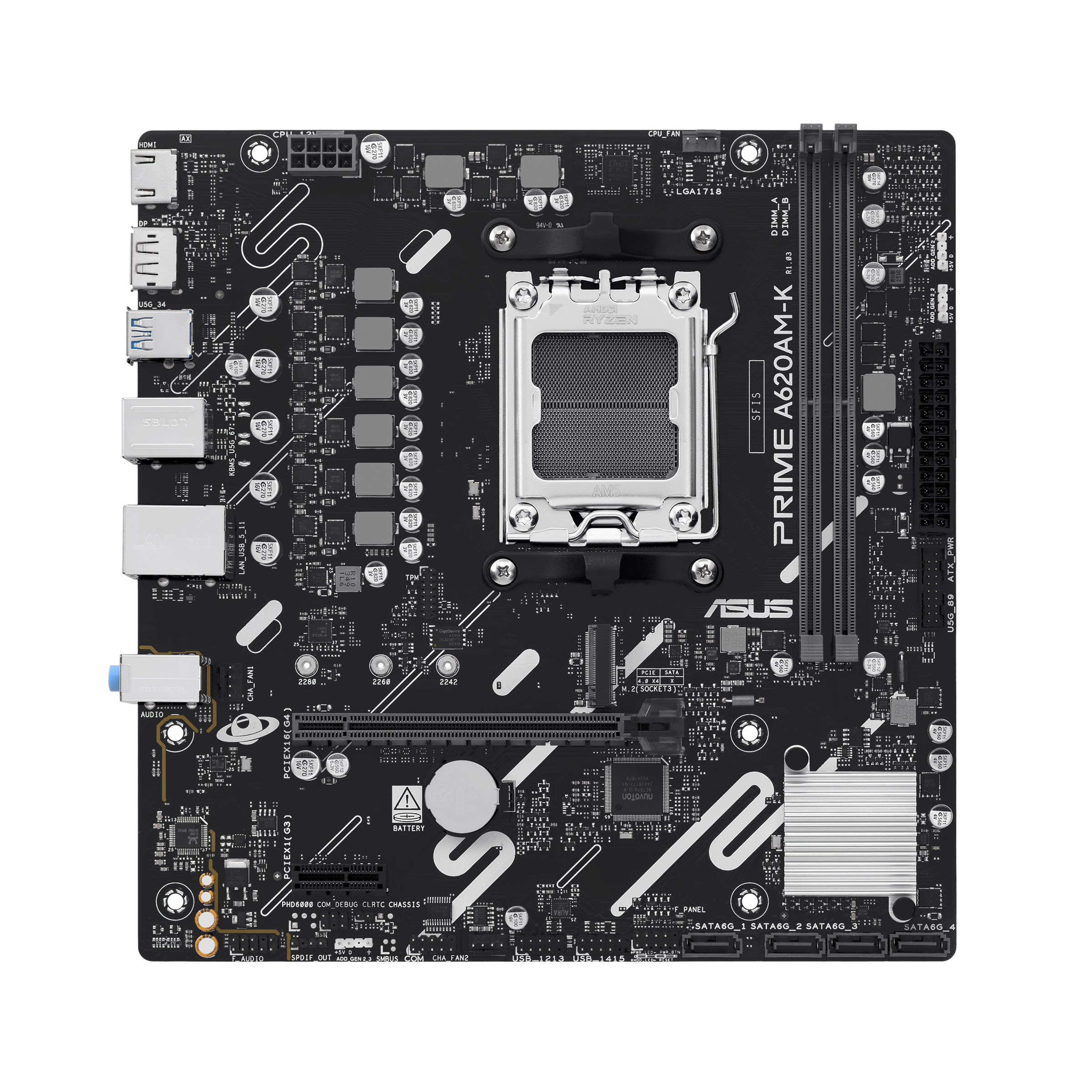 ASUS AMD A620A mATX motherboard 2xDDR5 1xHDMI 2.1 1xDP 1.4 1xM.2 4xSATA