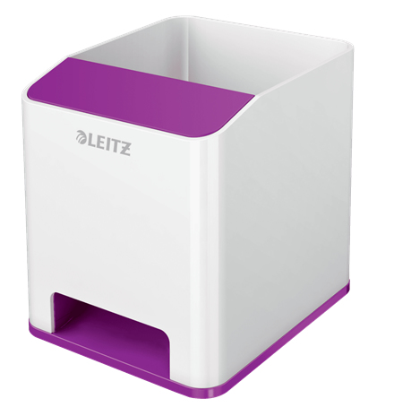 LEITZ Stiftehalter WOW Duo Colour perlweiß/violett Polystyrol 2 Fächer 9,0 x 10,1 x 10,0 cm