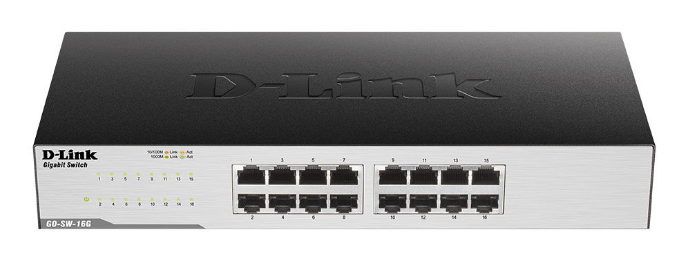 D-LINK GO-SW-16G 16-Port Gigabit Easy Desktop Switch 16x 10/100/1000 Mbps LAN Ports 32 Gbps Kapazität