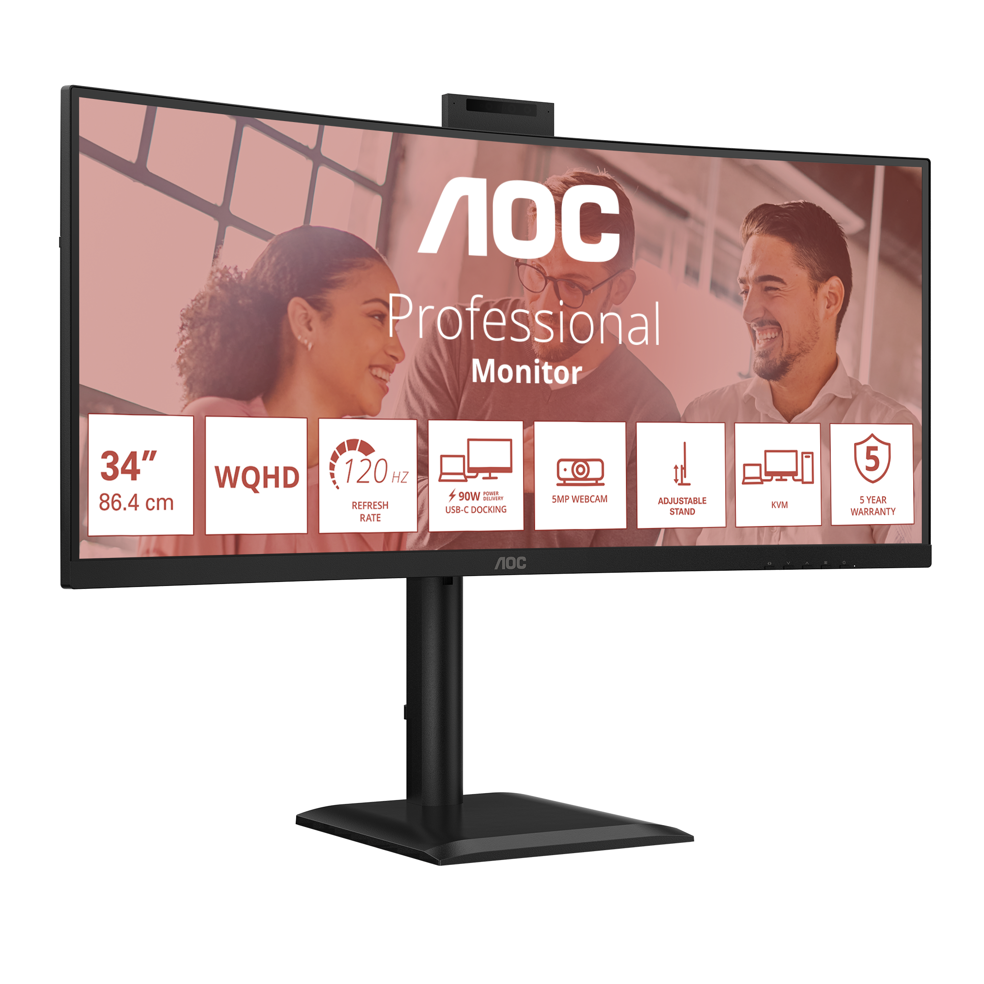 AOC 86,3cm (34) CU34E4CW 21:09 2xHDMI+DP+USB-C+Webc.Curv.